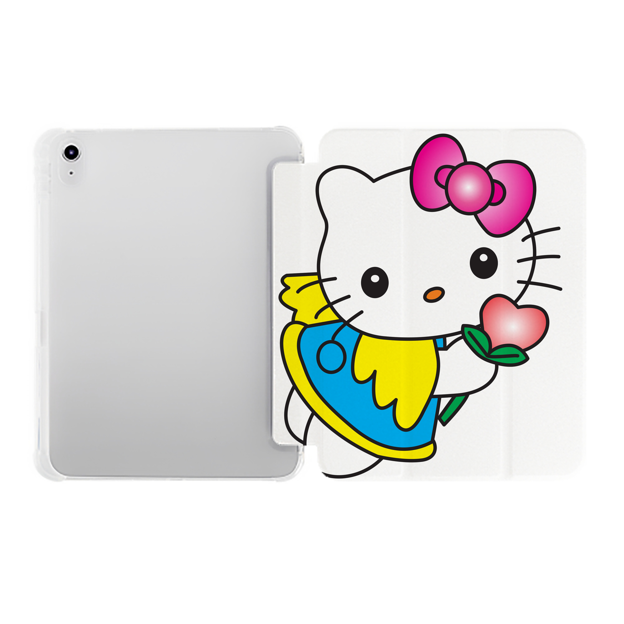 （画像用） Hello Kitty ハローキティ IPad ケース ペン収納付き 三つ折りスタンド PUレザー×シリコン 対応機種9.5/10.5/10.9インチ